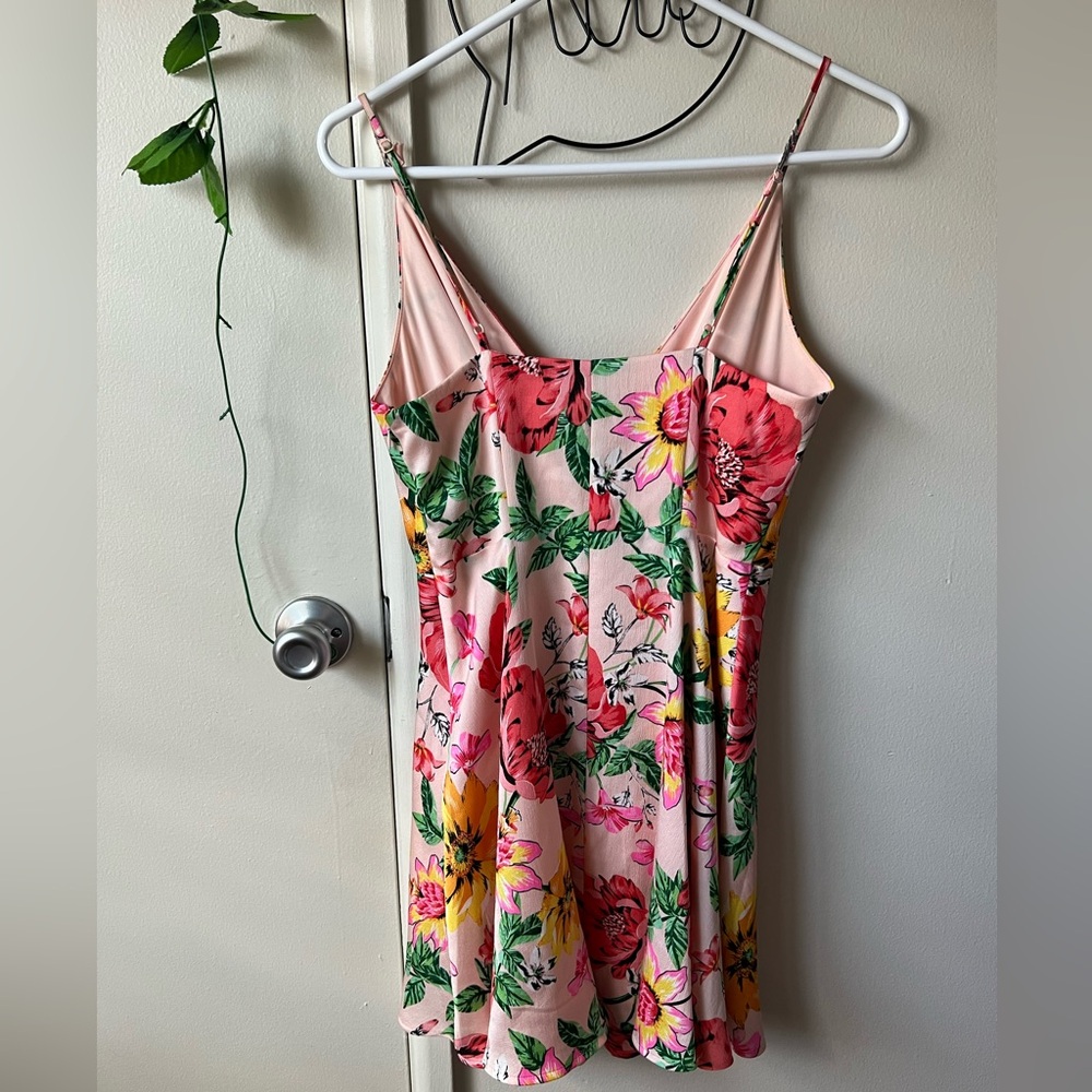 Express Floral V-Neck Dress - Pink and Green - Picture 7 of 7